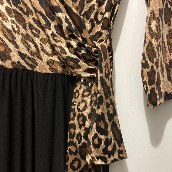 Black and leopard print faux belt tie jumpsuit - Picture 5 of 5